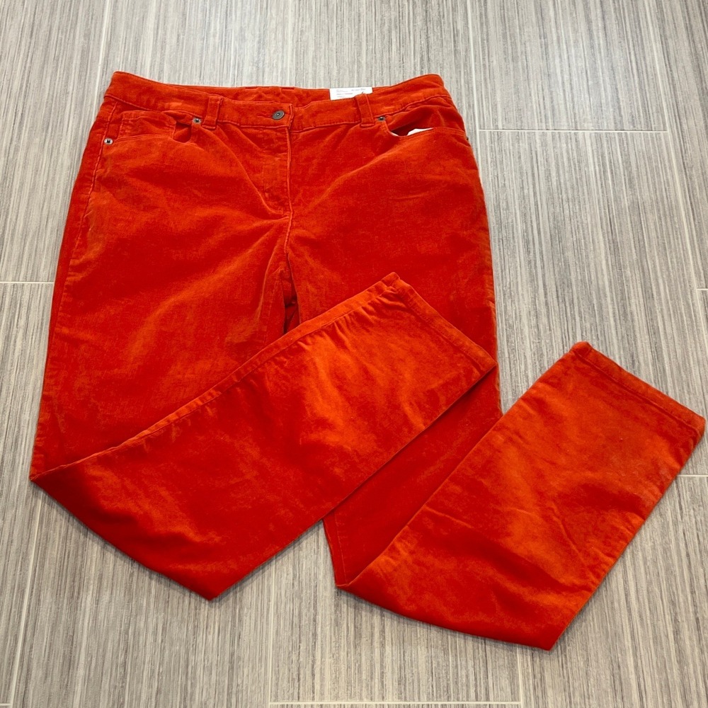 Liz Claiborne Women Orange Corduroy Straight Leg Pants Size 8